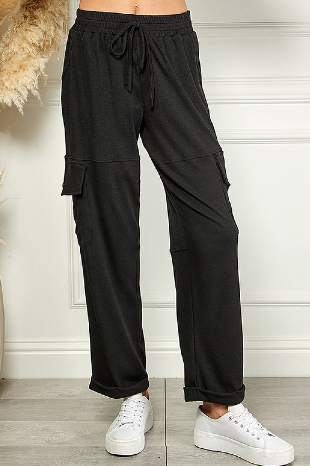 blumin-apparel-full-size-elastic-waist-cuffed-cargo-pants