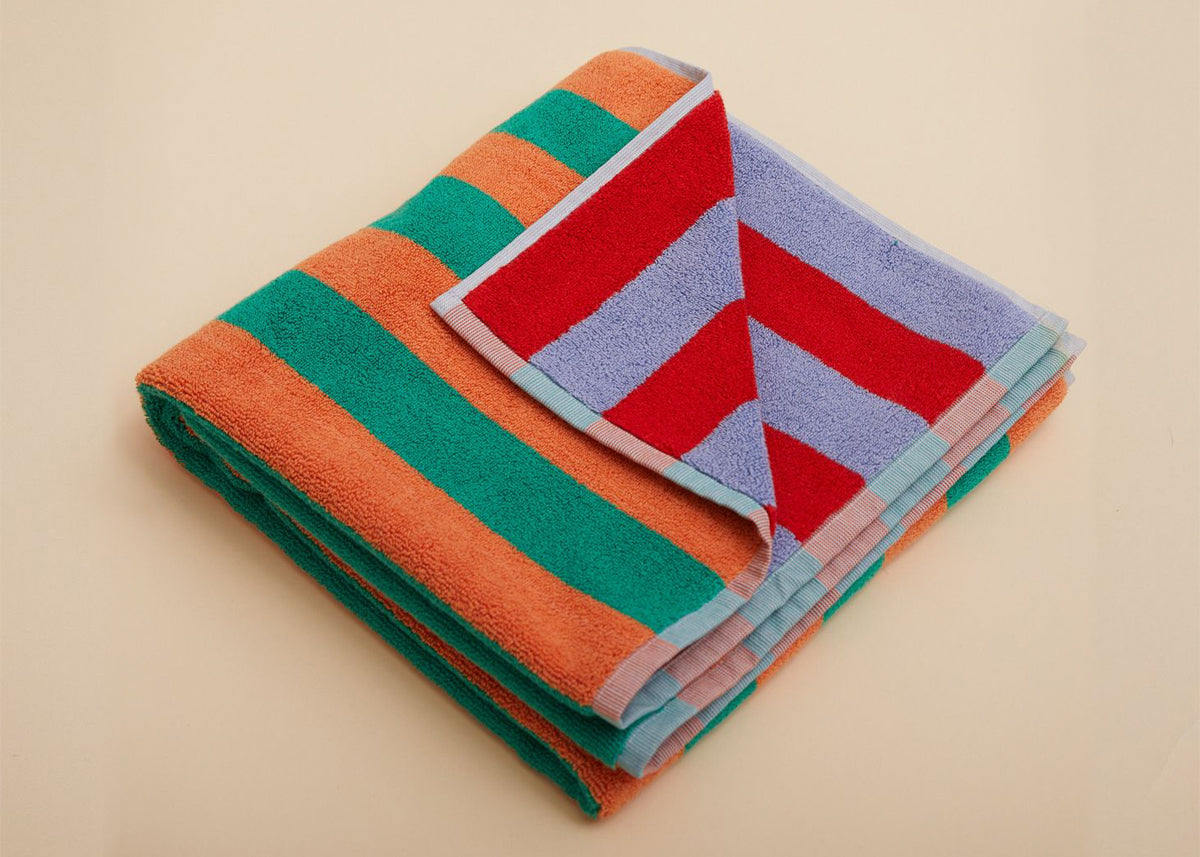 green striped bath towels