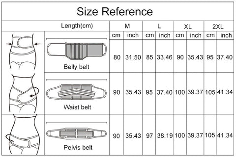 Belly Band Size Chart