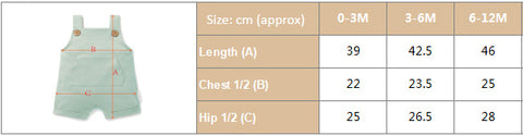 Emery Snap Crotch Baby Romper - Size Chart