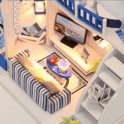Wooden 3D DIY Handmade Assemble Doll House Miniature Kit with Furniture LED Light Education Toy for Kids Gift Collection - Trendha