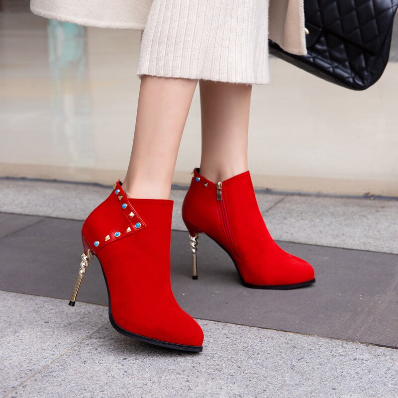 red bottom ankle boots