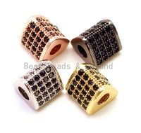 CZ Micro Pave Big Hole Triangular Tube Beads, Cubic Zirconia Space Beads, 8mm,  Sku#G118