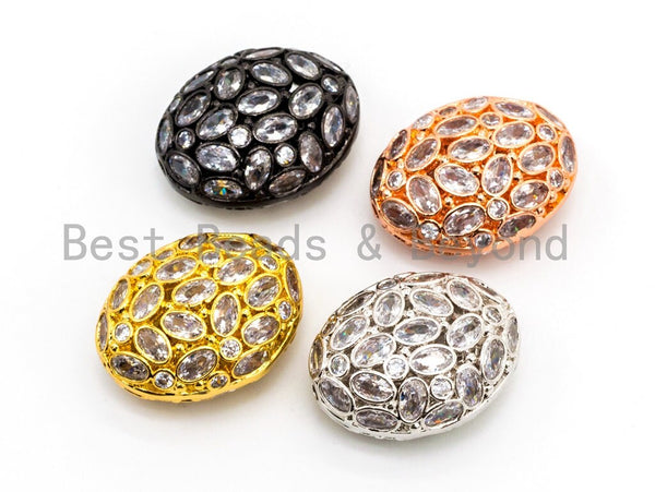 Oval Spacer Beads, Oval CZ Micro Pave Bead, Oval Beads, Spacer Beads, Bracelet  Beads, Cubic Zirconia, Beads, 16x12mm, BD012 - BeadsCreation4u