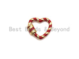 Colorful Enamel Pave Heart Shape Clasp, Gold Plated Screw Clasp, Carabiner Clasp, 21x22.6mm, sku#K77