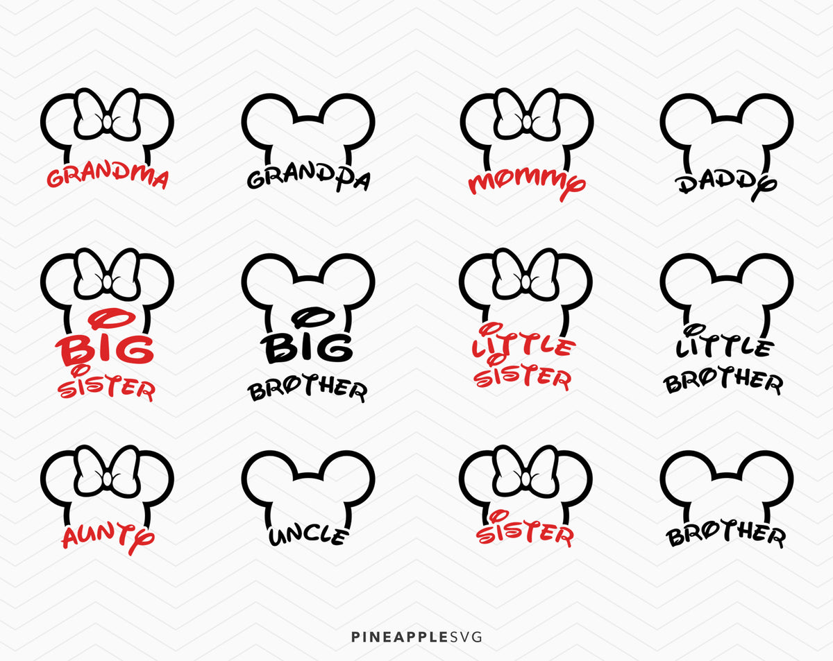 Download Mickey Mouse and Minnie Mouse Family SVG - Pineapple SVG