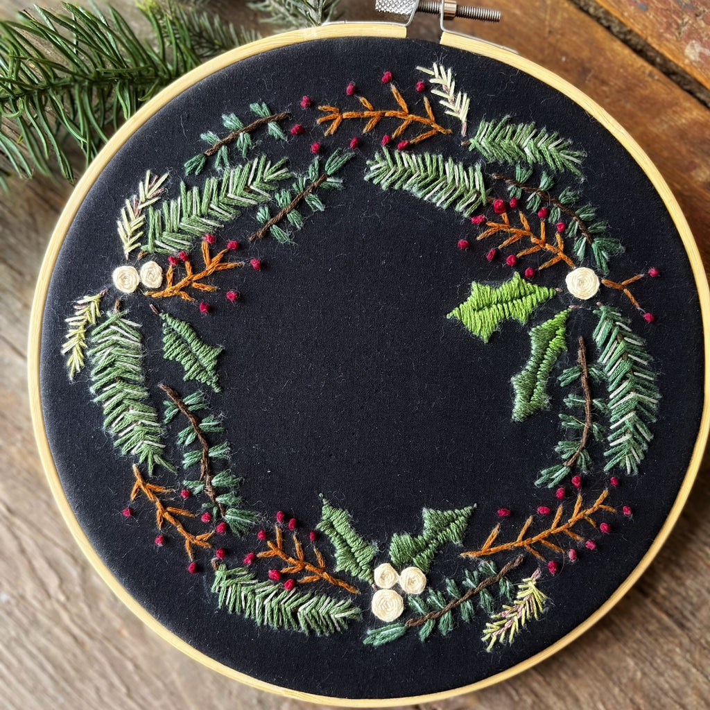 Holly Wreath Embroidery Kit