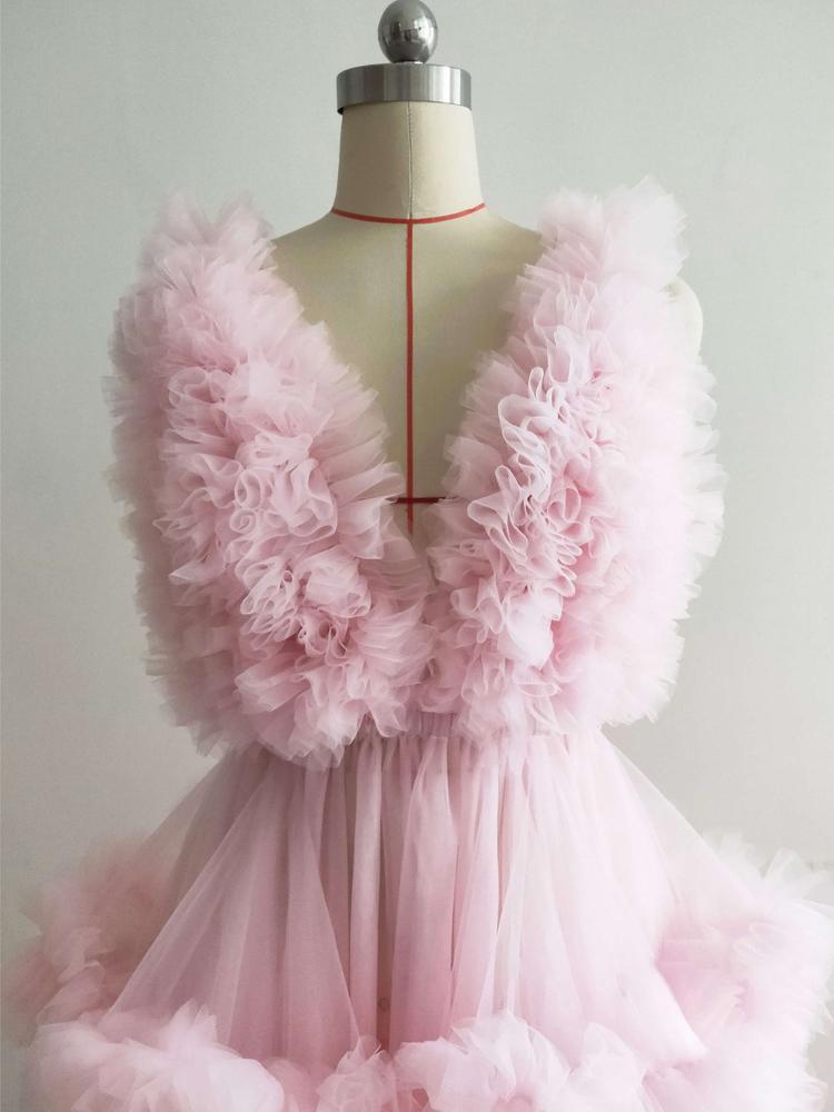 onlybridals Pink Maternity Dress Ruffled Tulle Dress Photo Shoot Dress Custom Color