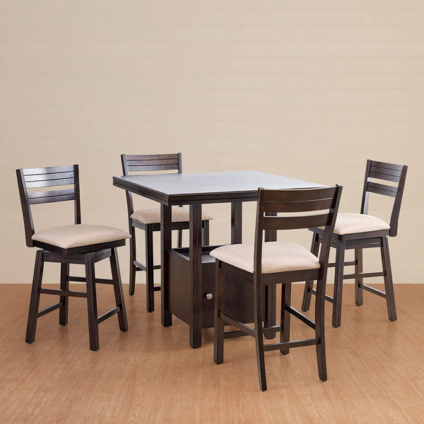 4 Seater High Dining Table Set with High Chair and Swivel Chair