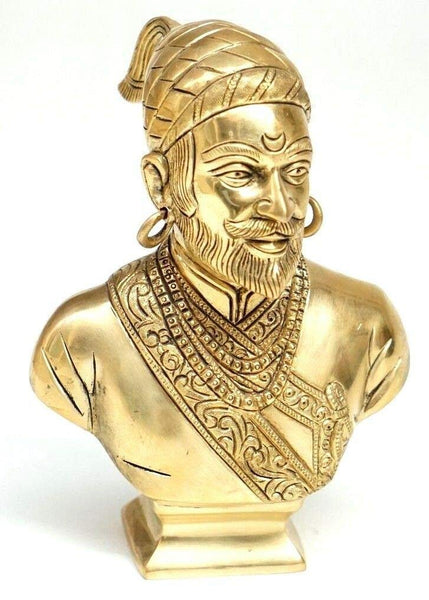 Elegant Chatrapati Shivaji Maharaj Statue in Antique Brass