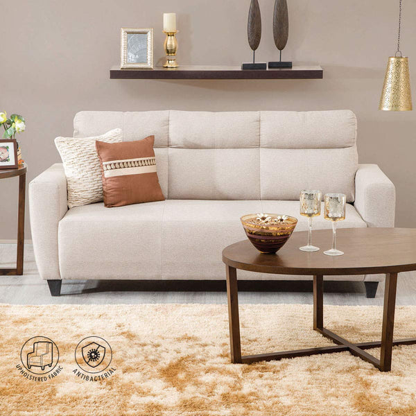 Home Centre 3 Seater Polyester Emily Fabric Sofa in Beige