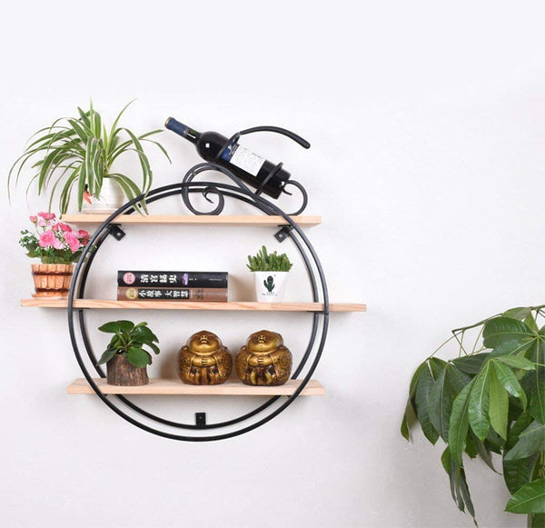 Creative Circular 3 Floors Wall Mounted Flower Pot Toy Cup Book Shelves