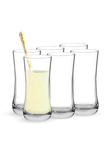 FINSTER Premium Jug with Glass Set, Juice/Water Jug with  Crystal Glasses (6 Pieces Glasses 300ml and 1 Water Juice Jug 1.3  Liter),Highball Glass with Jug for Dining Table: Highball Glasses