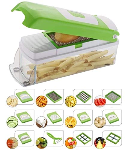 Pigeon by Stoverkraft Plastic Handy Chopper with 3 Bladess for Chopping of  Fruits and Vegetables (Green 5.5 Inches)