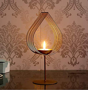 EMBELLISH Golden Eye Candle Holder with Candle | Glass Design Candle Stand | Diwali Light | Festive Light | Decorative Light | Standing Candle Stand (1) - Home Decor Lo