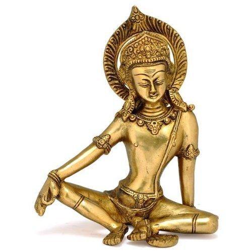 Brass Indra, the King of the Heavens Statue Seated in Relaxed Position 9.5