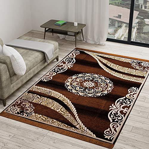 Natural Cotton Printed Rugs / Dhurries / Floor Carpet ,Boho Carpet for  Bedroom, Bath / Mat, Size: 2FT - 3FT