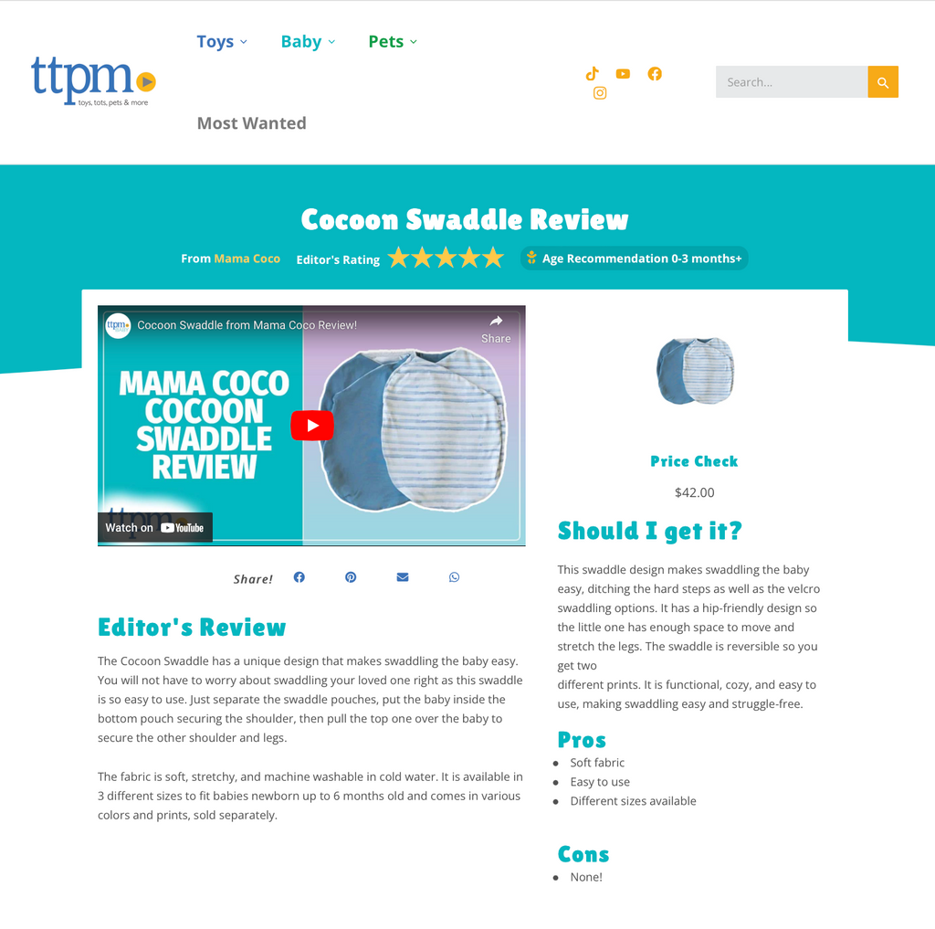 TTPM Cocoon Swaddle Review