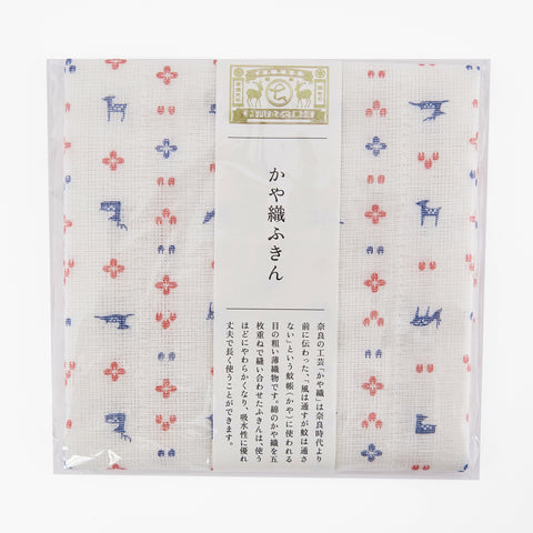 Kayaori kitchen cloth with mini deer pattern from Nara, Japan