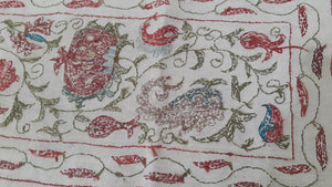 Suzani hand-embroidered fabric - beige