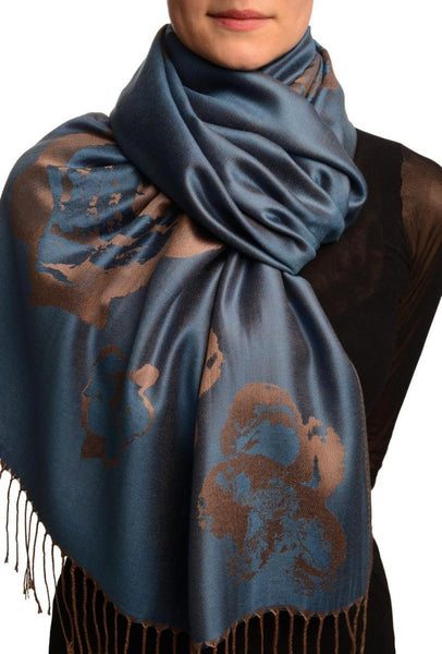 LissKiss Roses On Puce Pink Pashmina Feel With Tassels - Scarf at