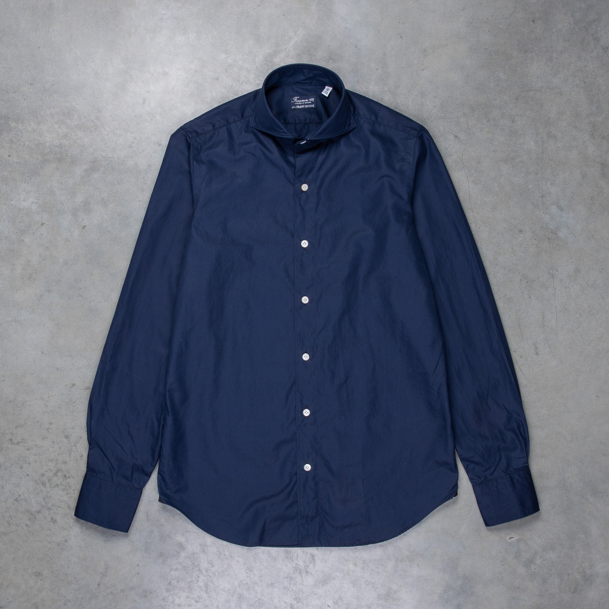 Finamore Tokyo Shirt Sergio Collar Poplin navy