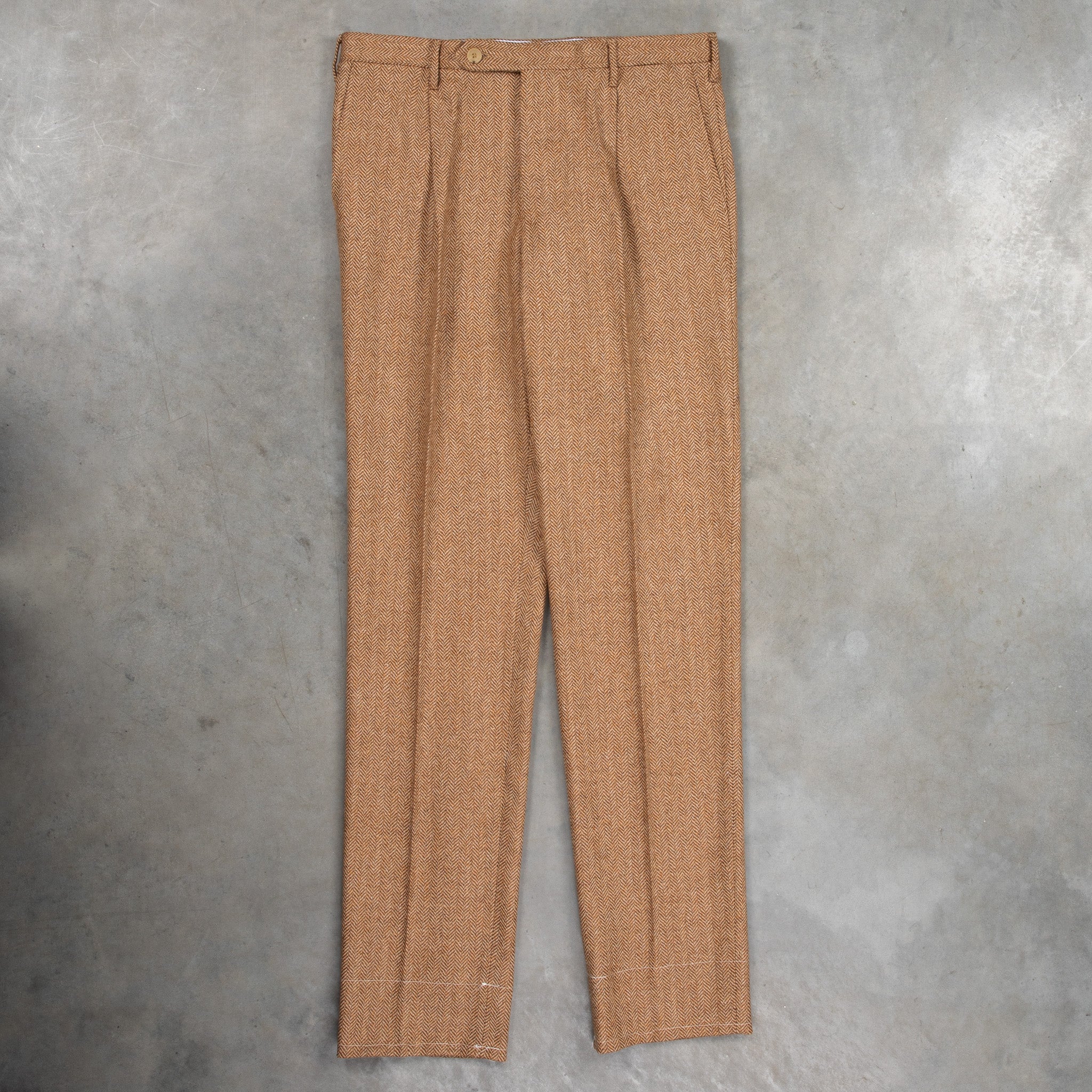 Rota Wool Cashmere Herringbone High Rise Pants Rust