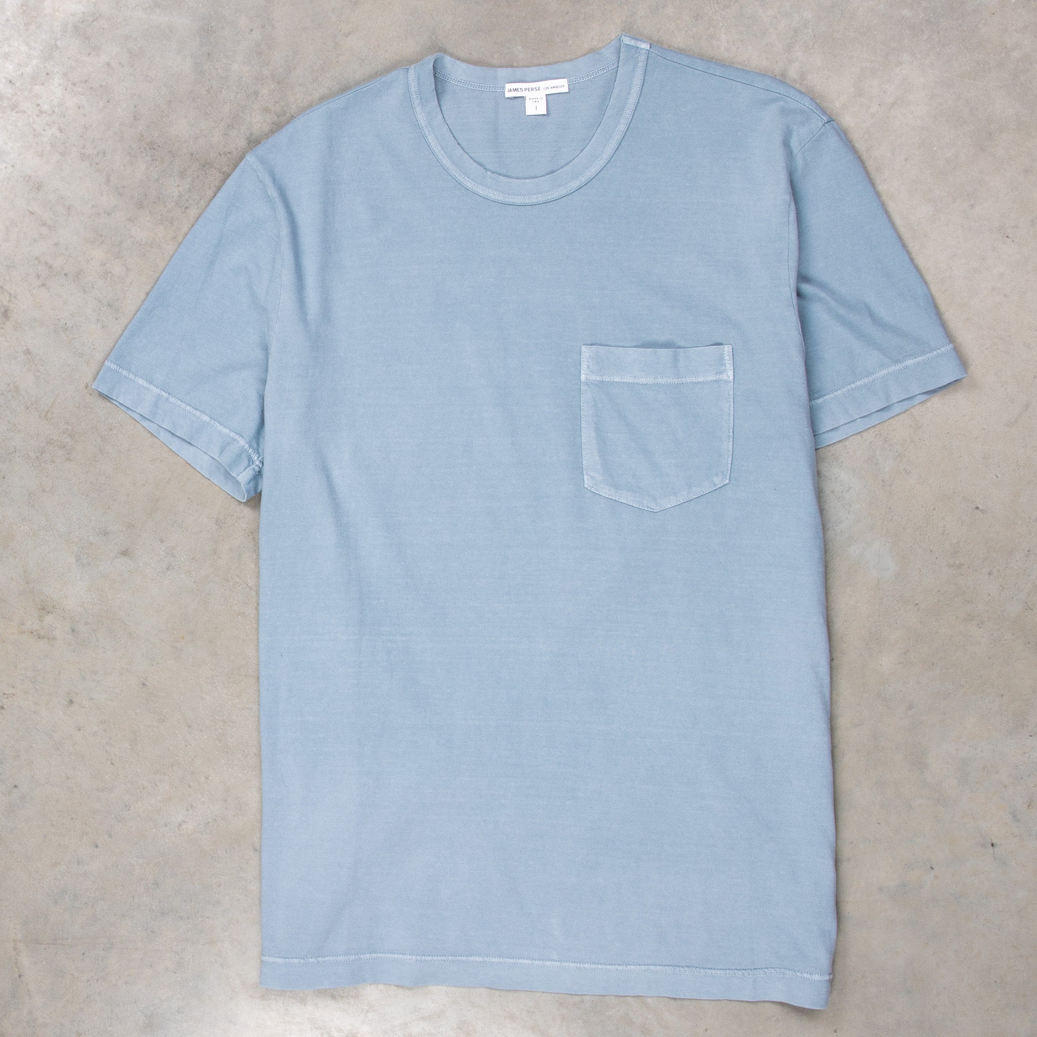 James Perse Crew Neck Pocket Tee Bluestone