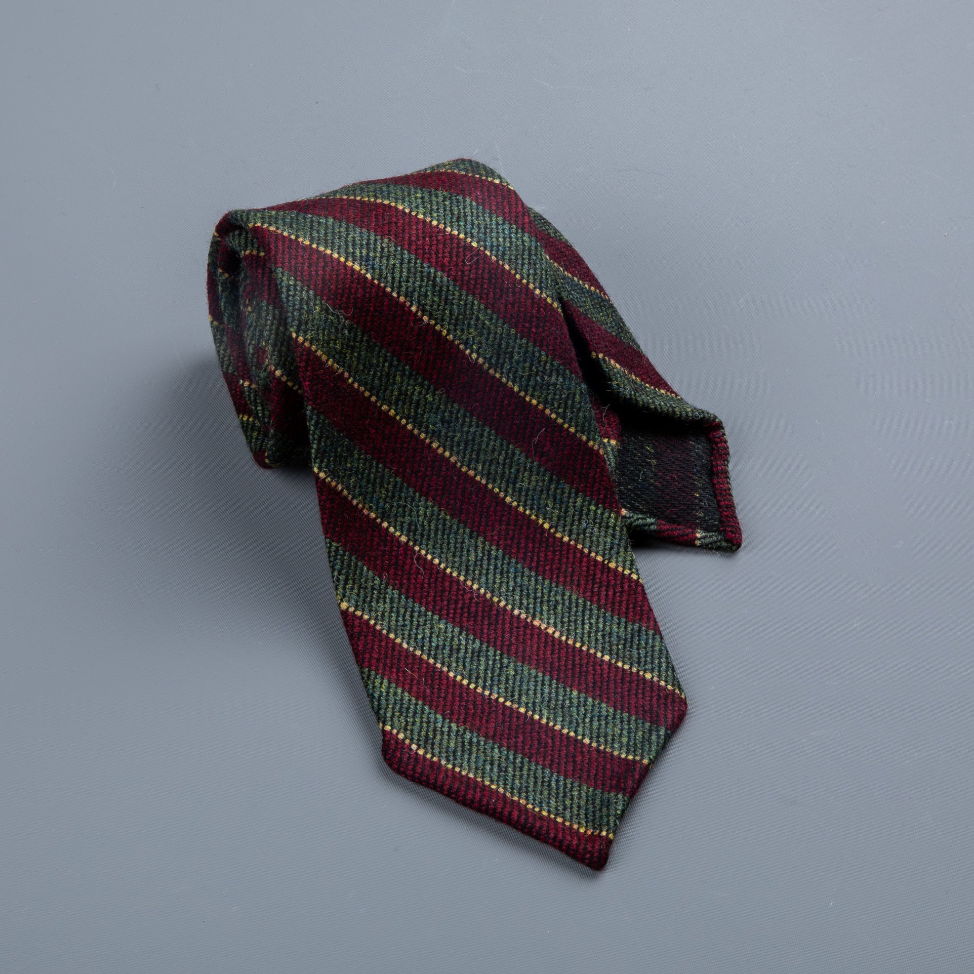 Finamore Untipped Tie Lana Inglese Rigati Rosso Verde