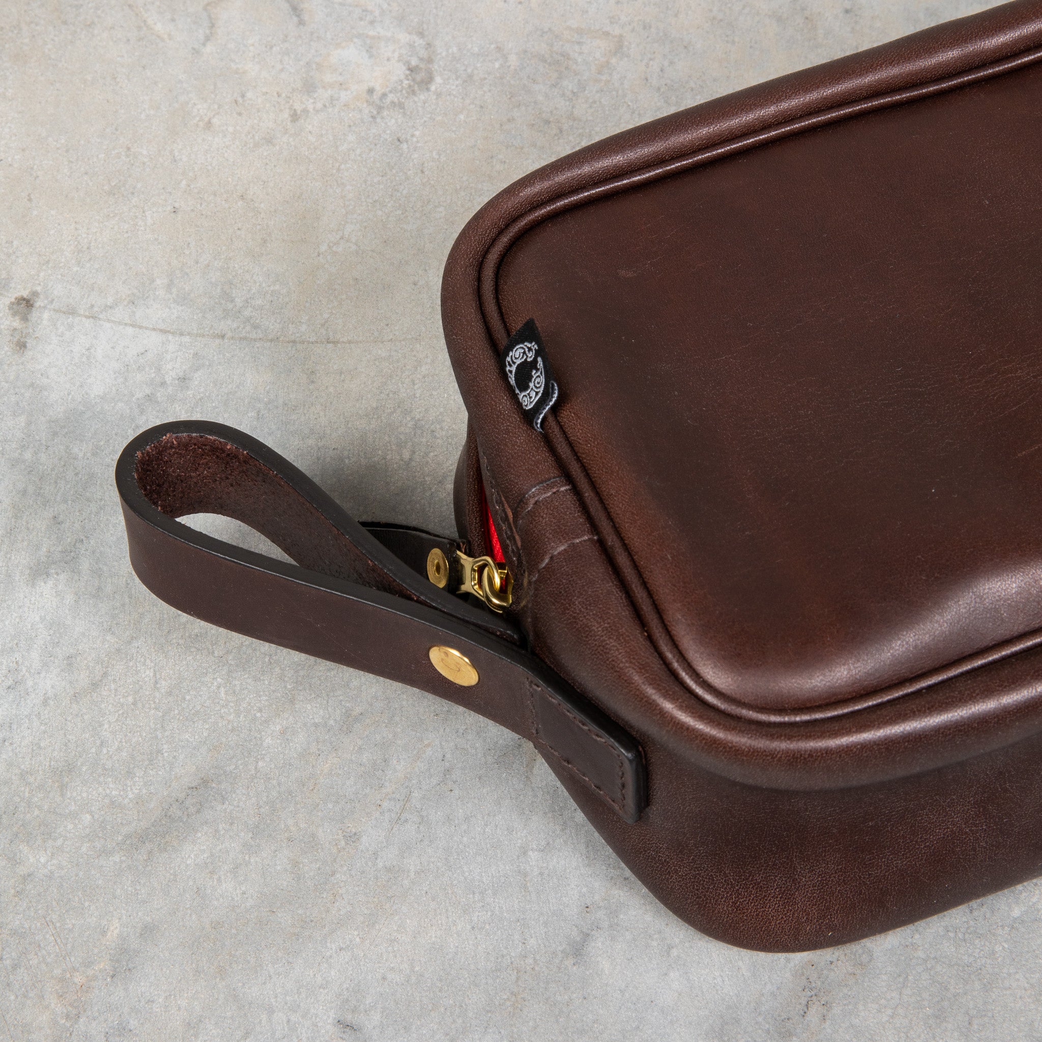 Croots Vintage Leather Wash Bag Dark Brown