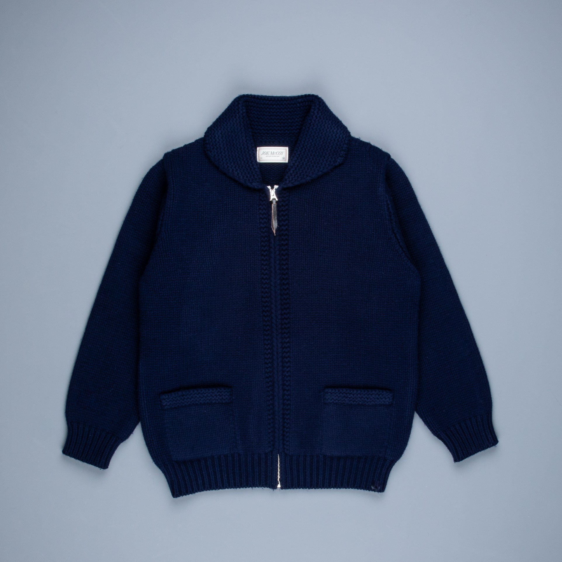 The Real McCoys Wool & Cashmere Cowichan Cardigan Navy