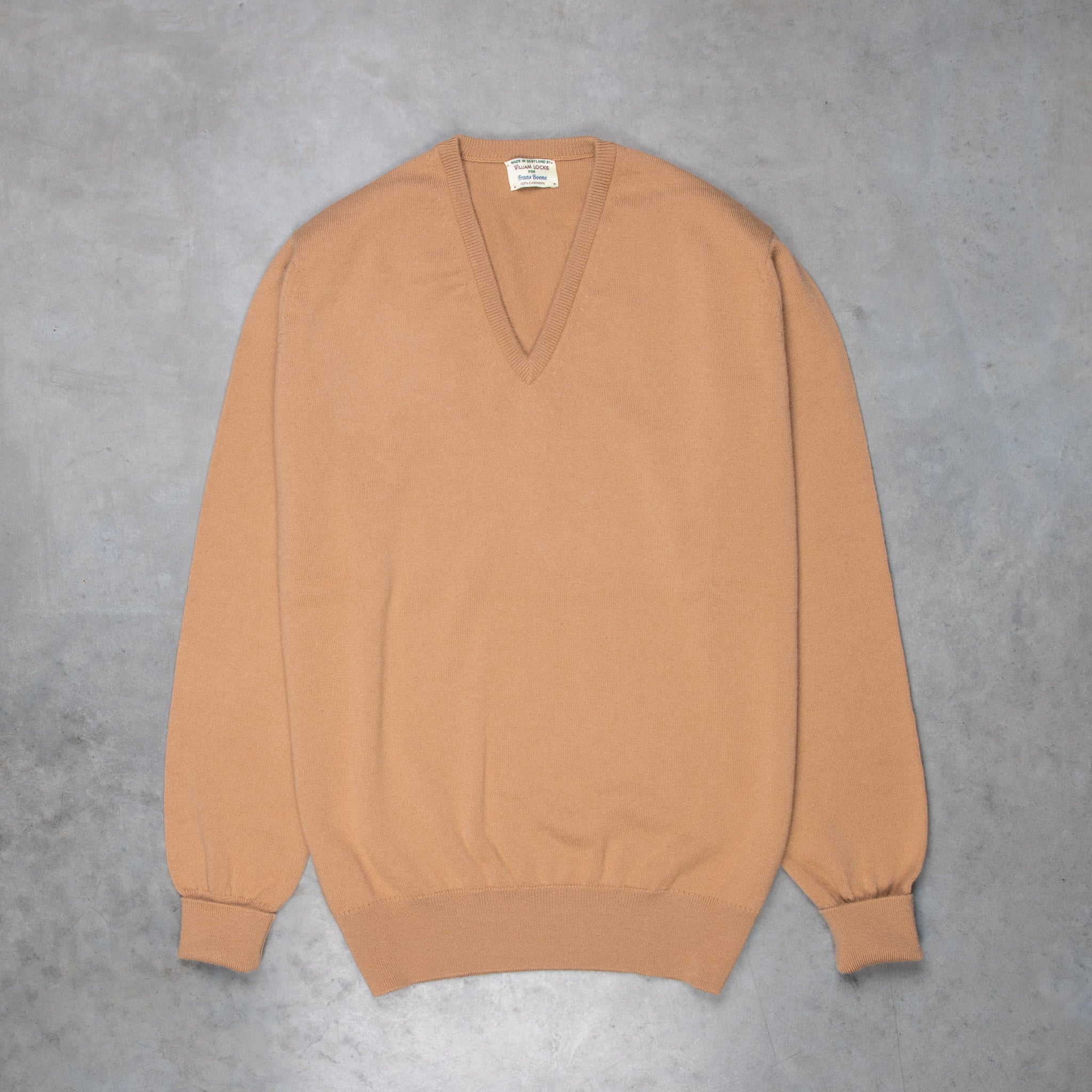 William Lockie Oxton Cashmere V-Neck Camel