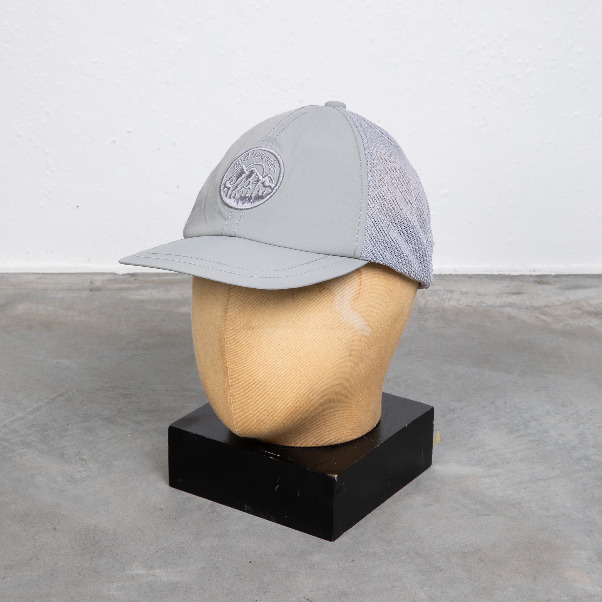 And Wander Back Mesh Cap Light Gray