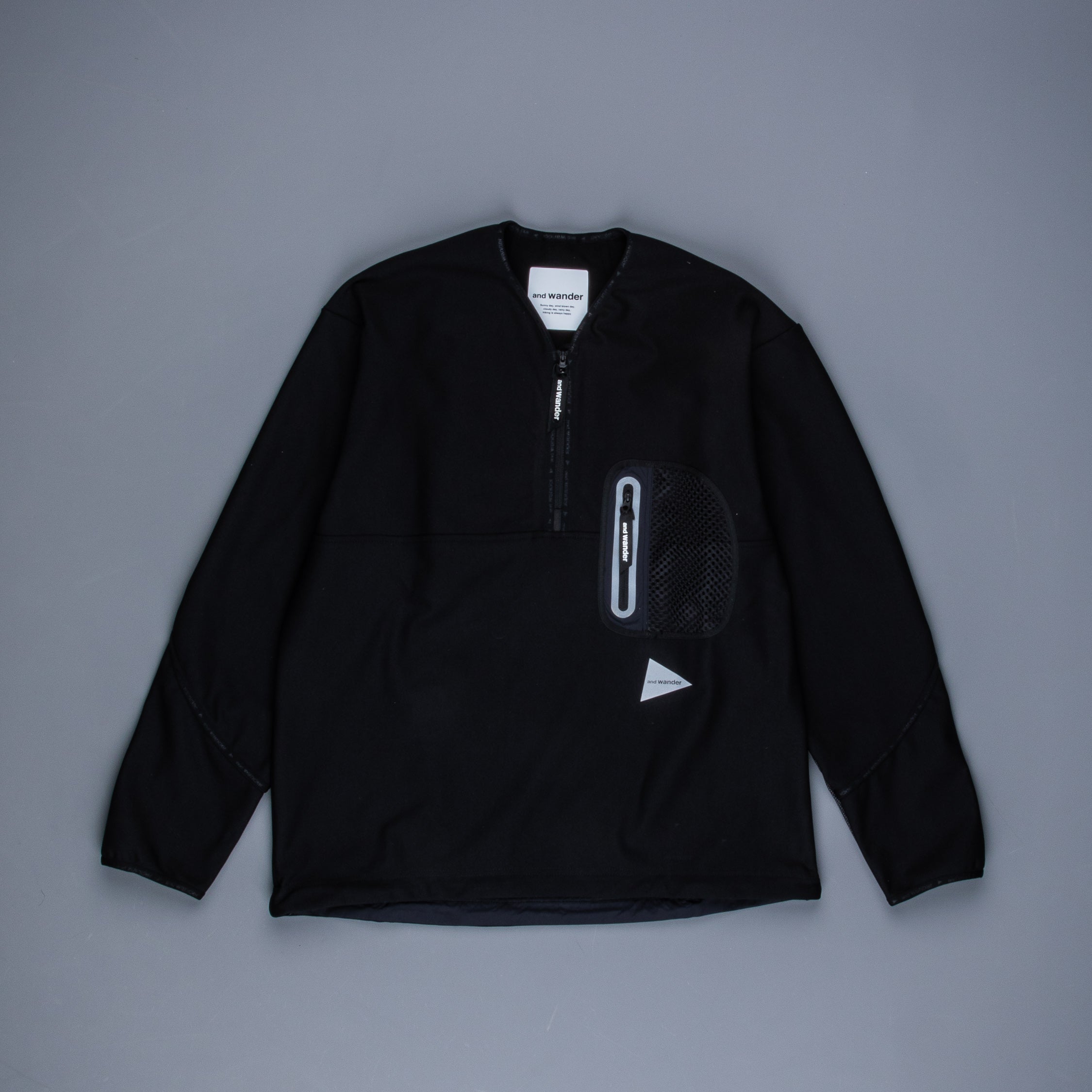 And Wander light fleece pullover black