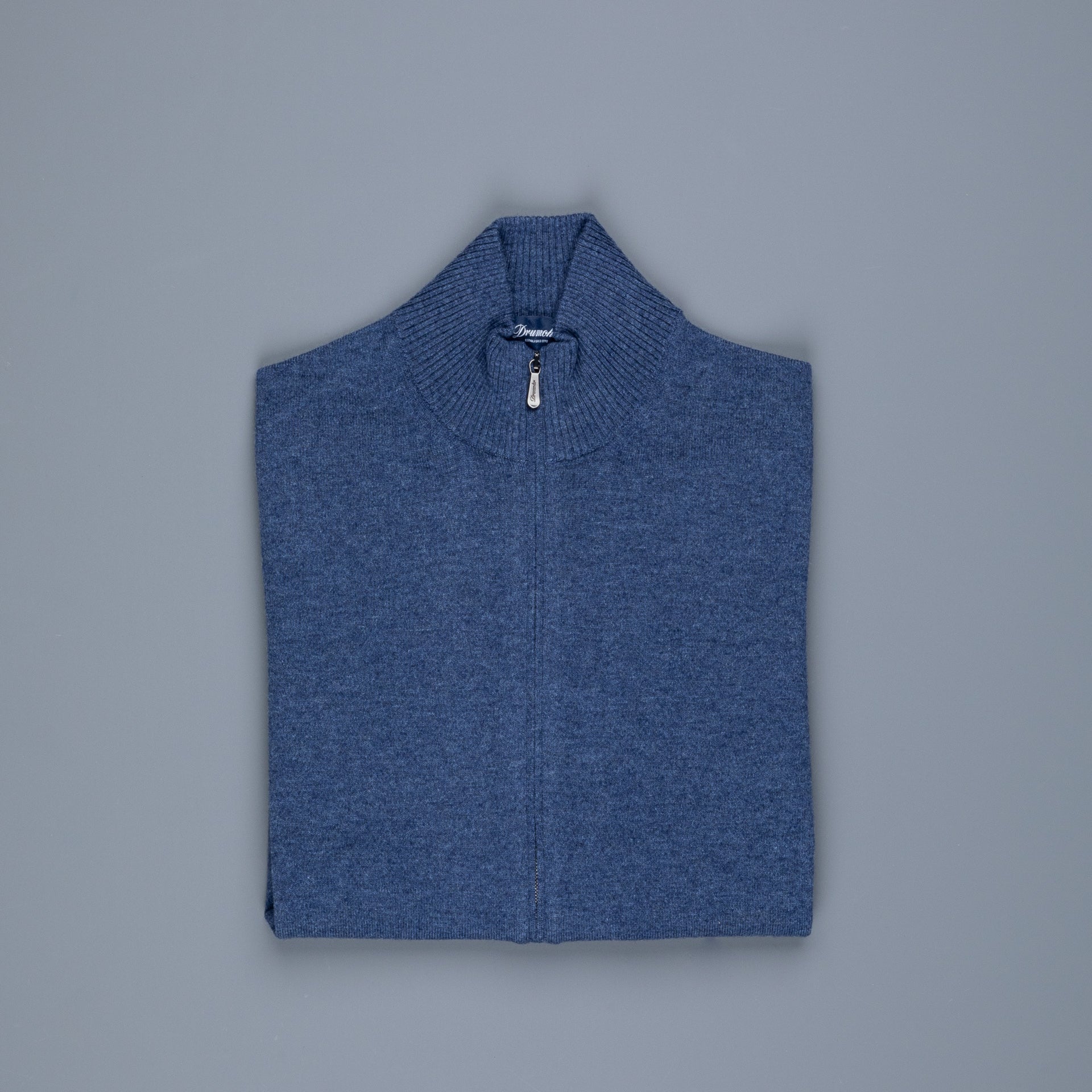 Drumohr Full Zip Cashmere Blu Denim