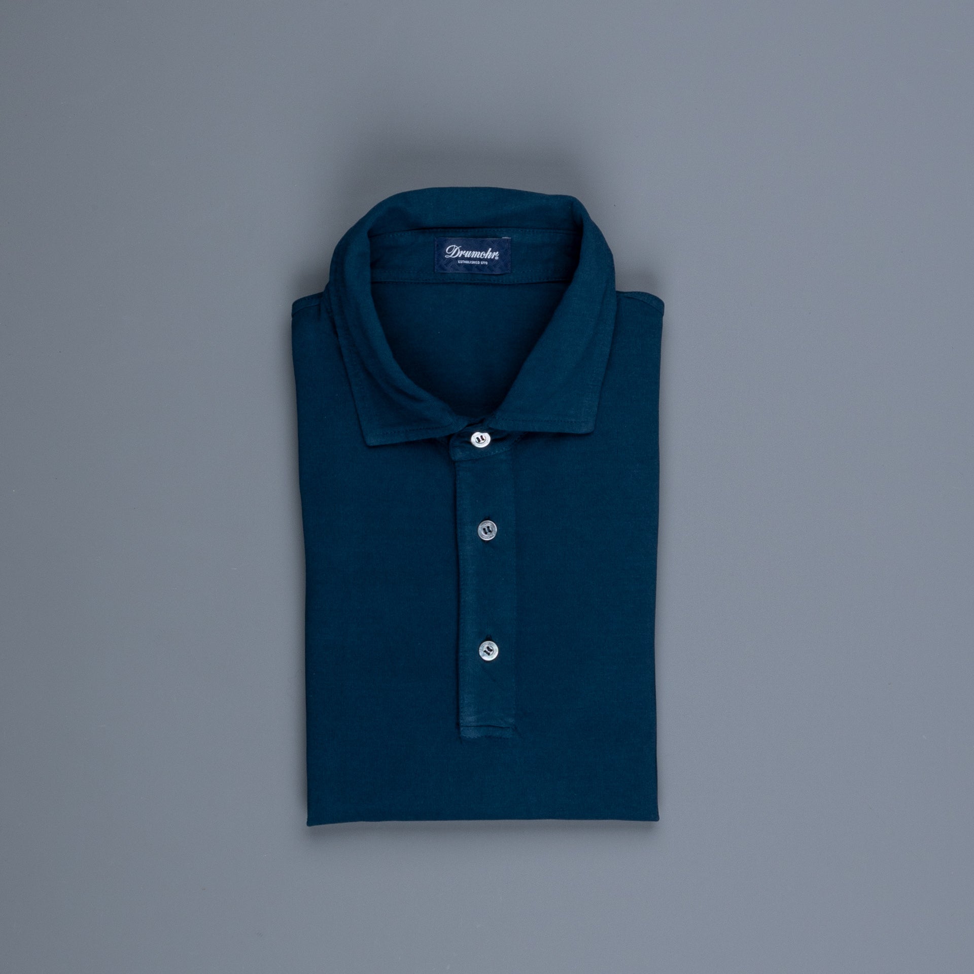 Drumohr Crepe Cotton ML Polo Blu Navy