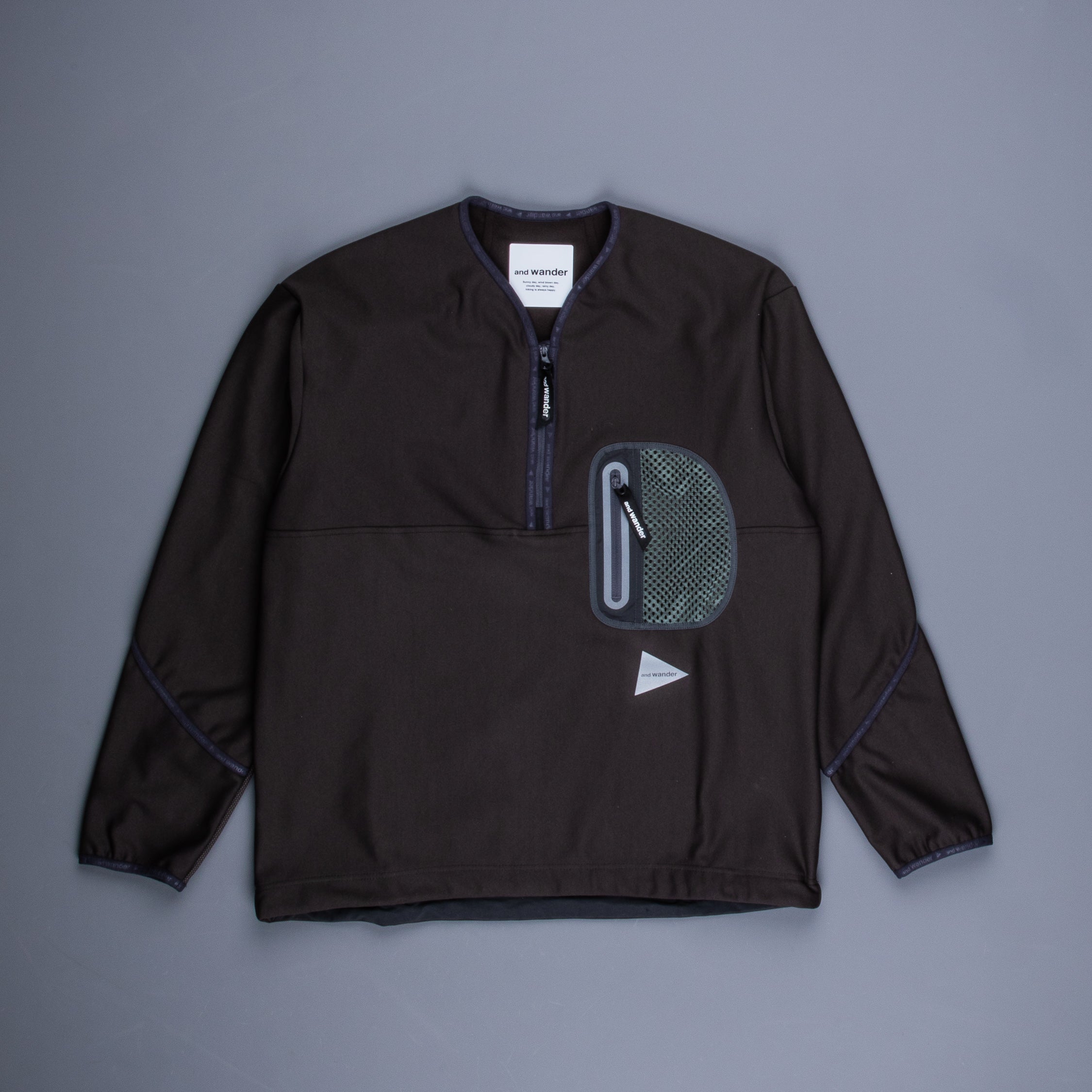 And Wander light fleece pullover charcoal