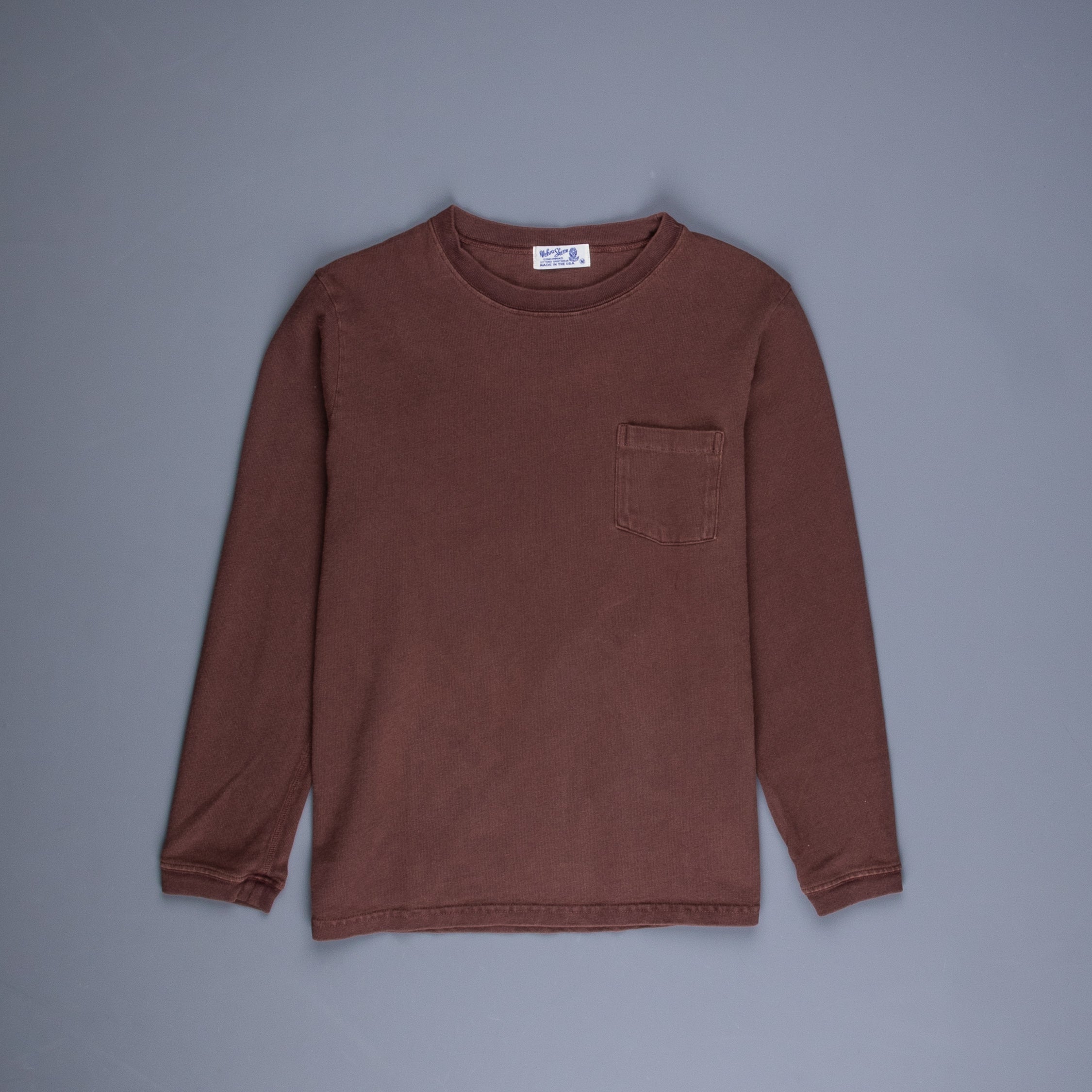 Velva Sheen Heavy oz Pïgment L/S Tee with pocket Chocolate