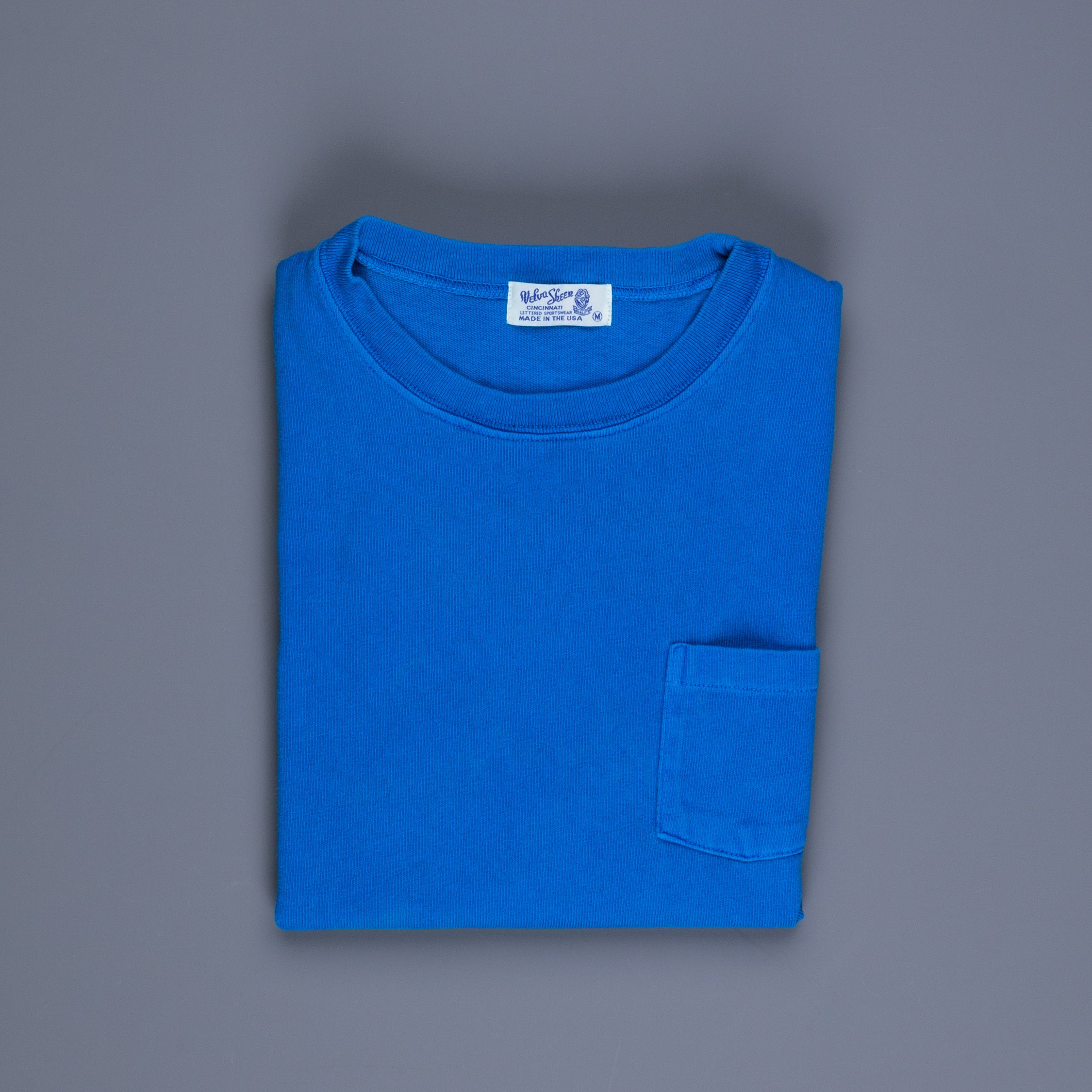 Velva Sheen Heavy oz Pïgment L/S Tee with pocket Marine Blue