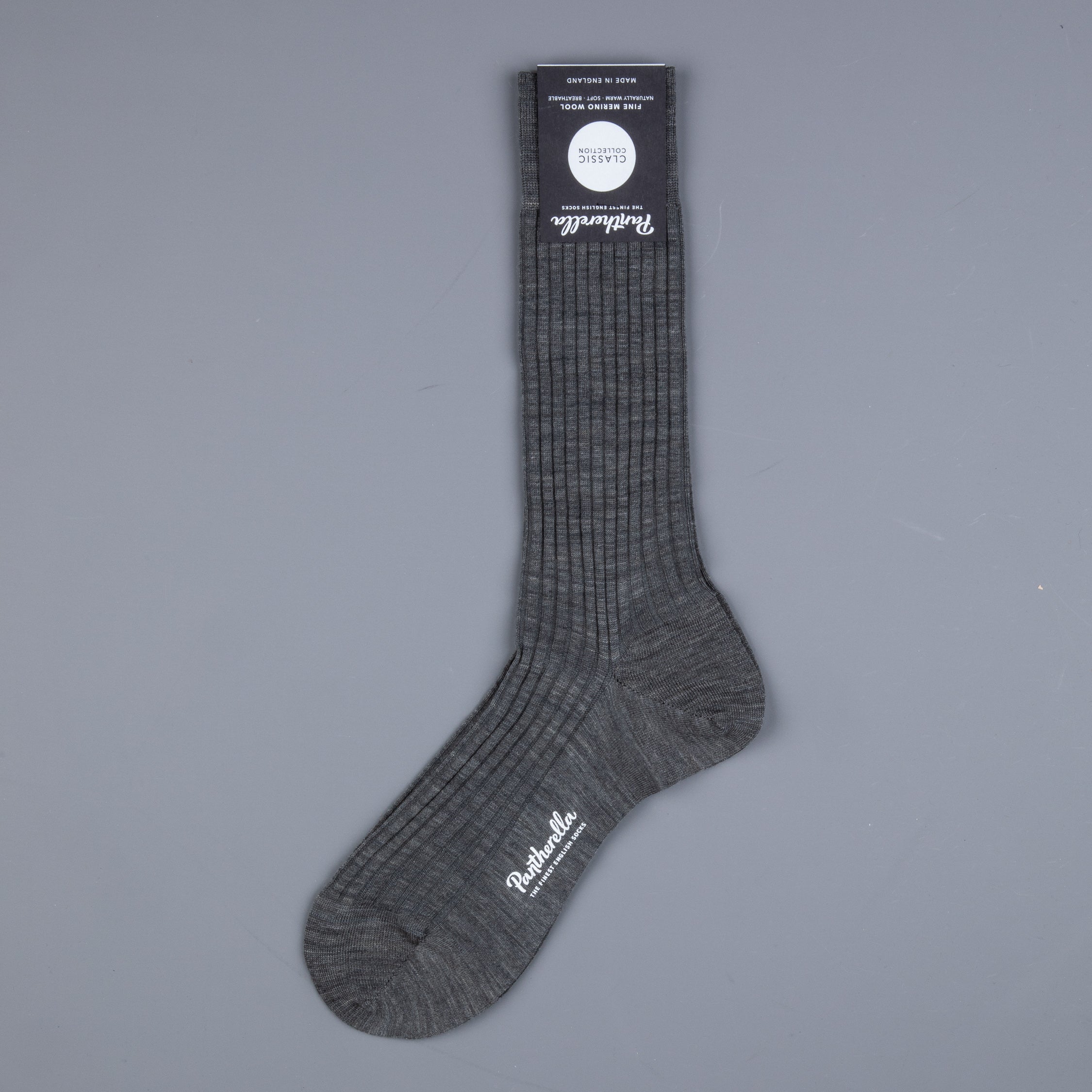 Pantherella Laburnum merino wool ankle high socks Mid Grey Mix