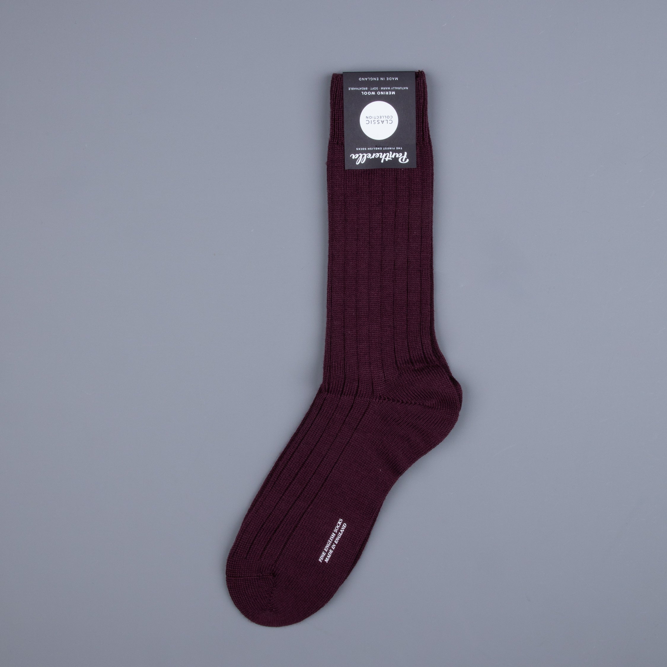 Frans Boone x Pantherella Packington Merino Wool Socks Maroon