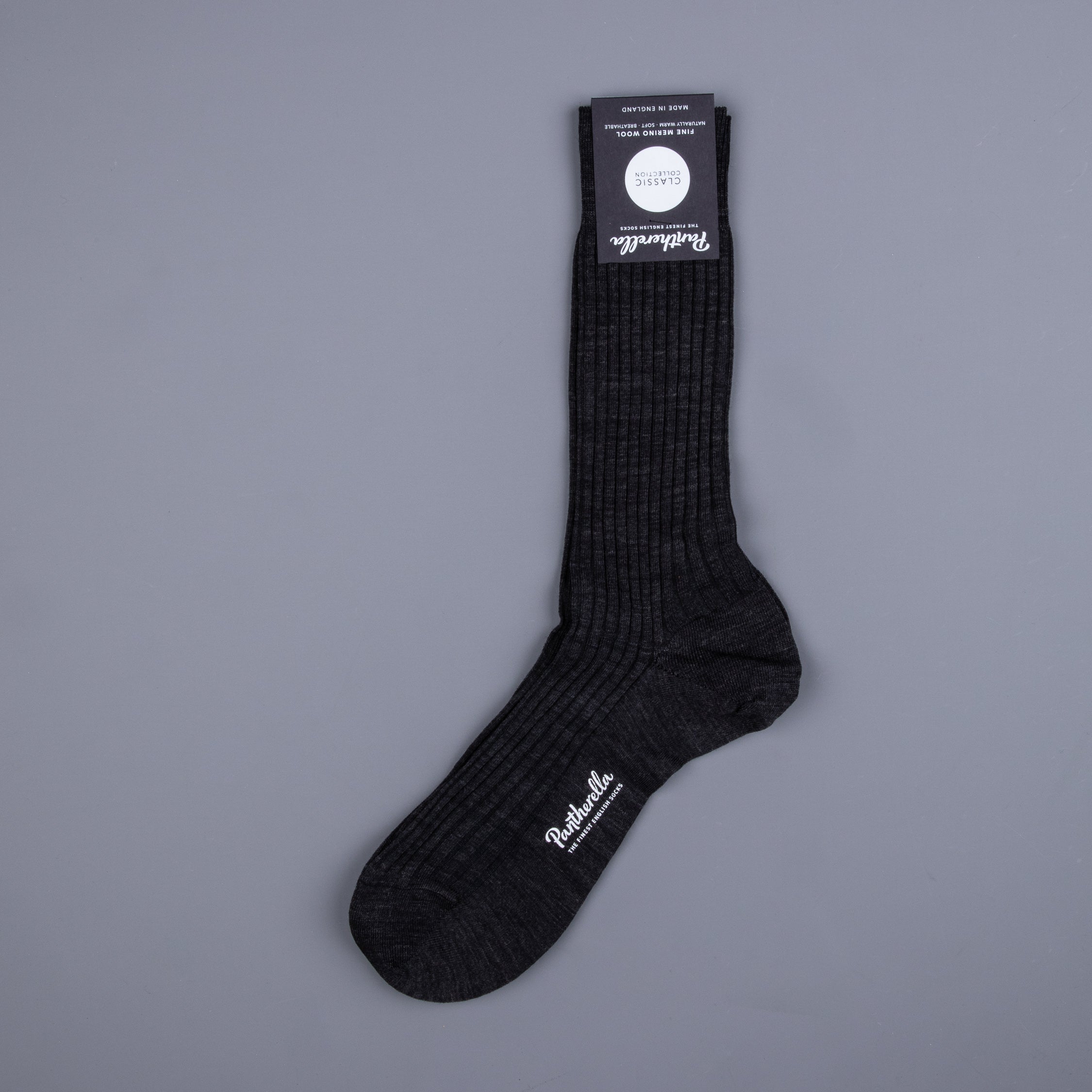 Pantherella Laburnum merino wool ankle high socks Charcoal