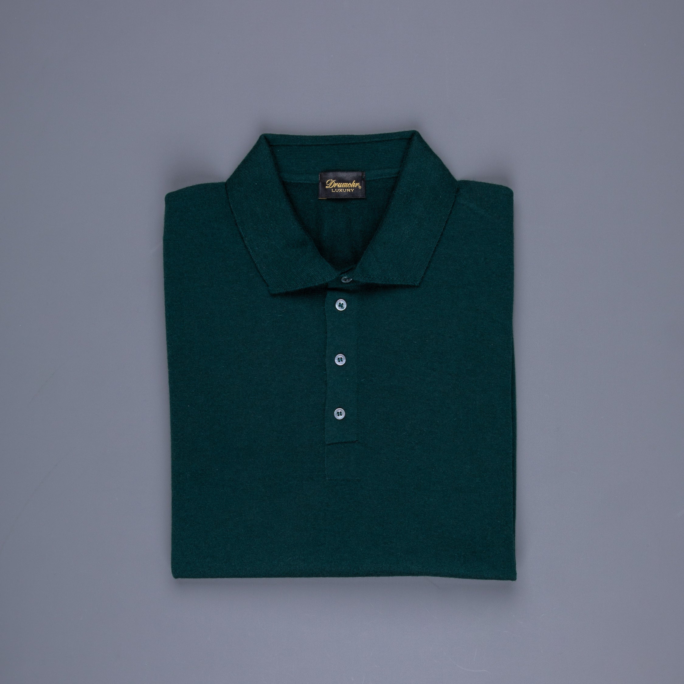 Drumohr Luxury 30G Cashmere Polo Verde Bottiglia