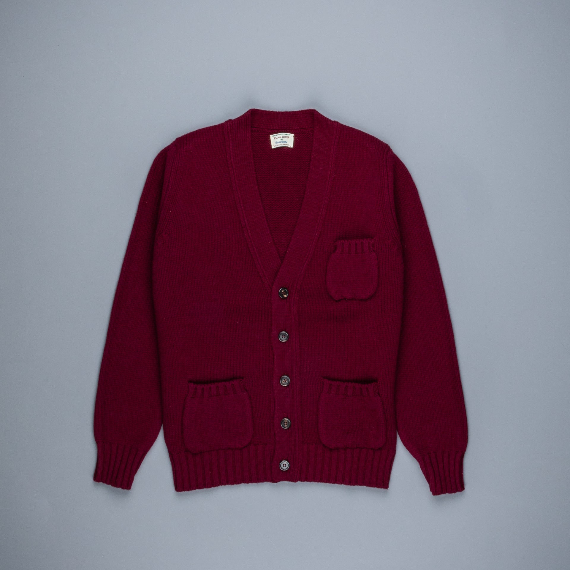 William Lockie x Frans Boone Alain 3-Pocket Cardigan Lambswool Bordeaux