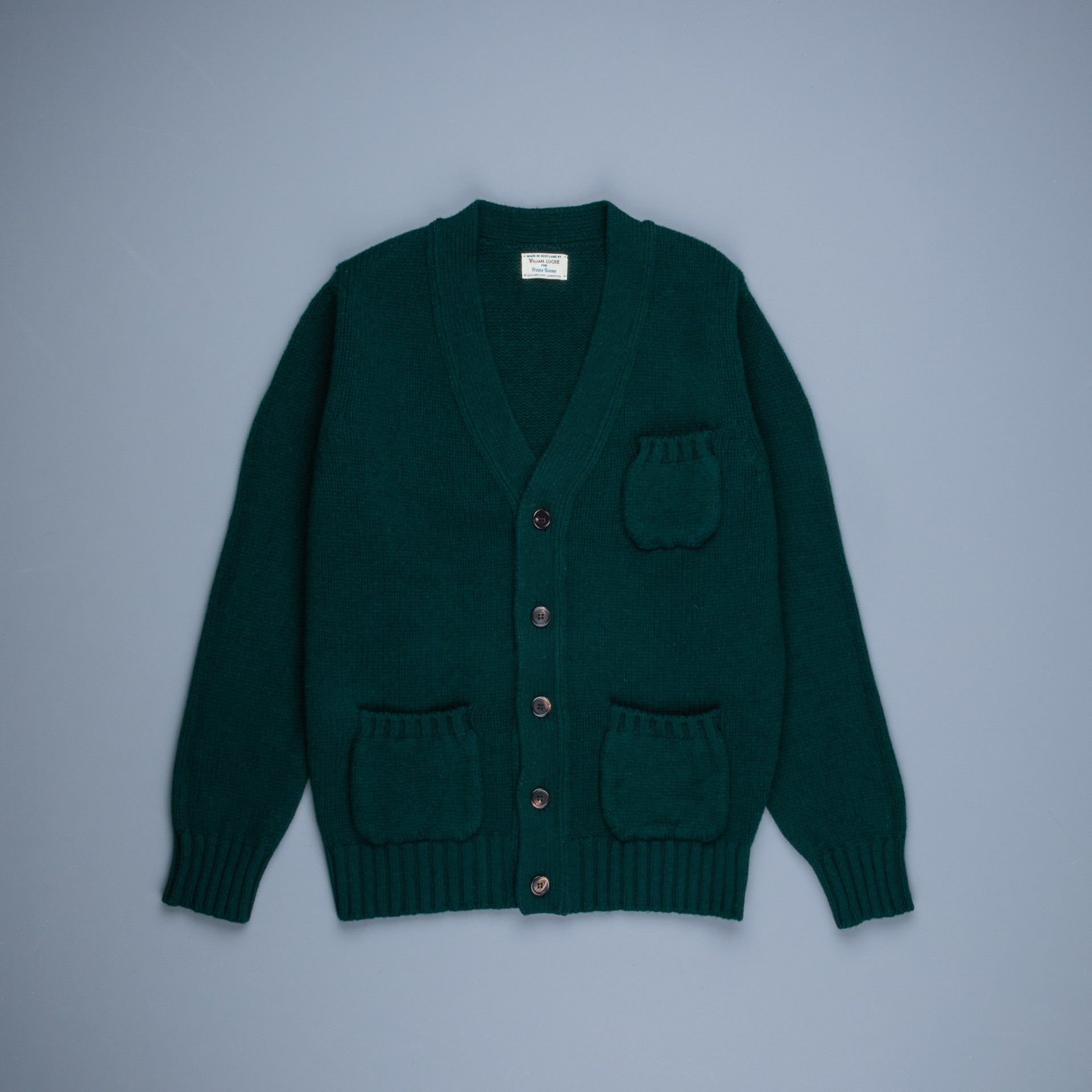 William Lockie x Frans Boone Alain 3-Pocket Cardigan Lambswool Tartan Green