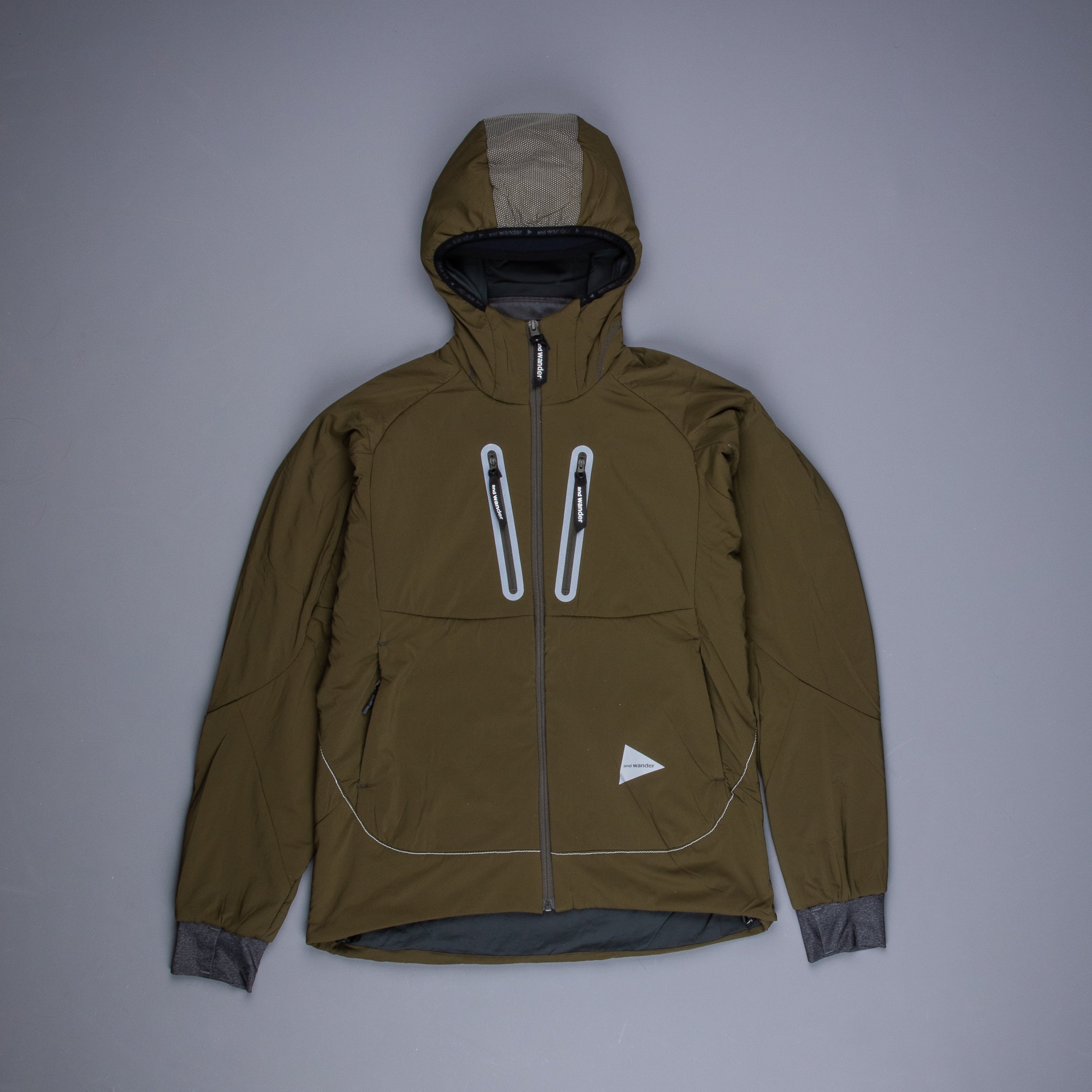 And Wander Alpha Air Hoodie Khaki