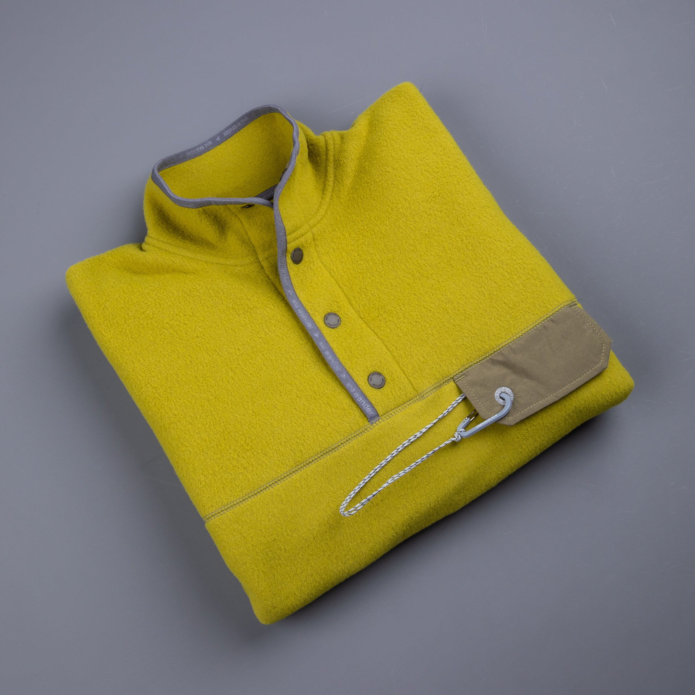 And Wander Wool Fleece Pullover Yellow Green