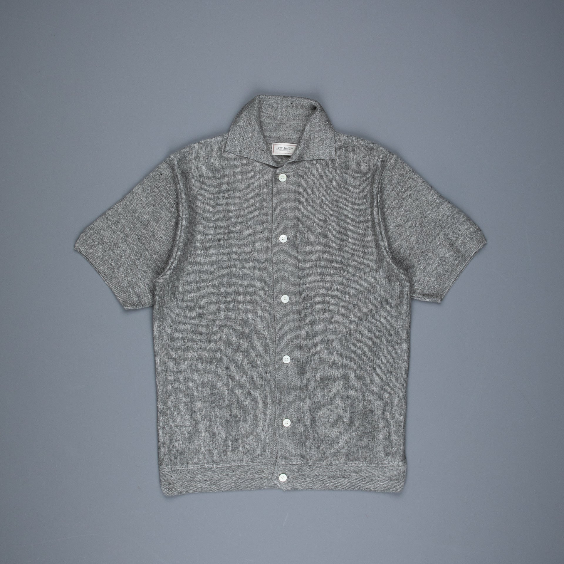 The Real McCoy's Cotton Rib Knit Collared Shirt Gray