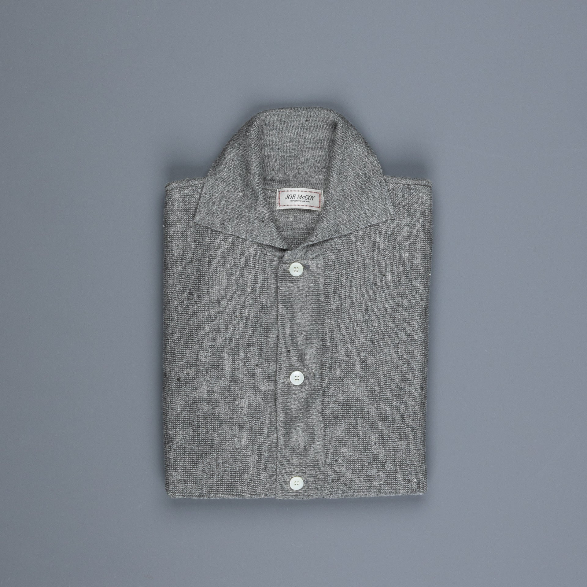 The Real McCoy's Cotton Rib Knit Collared Shirt Gray