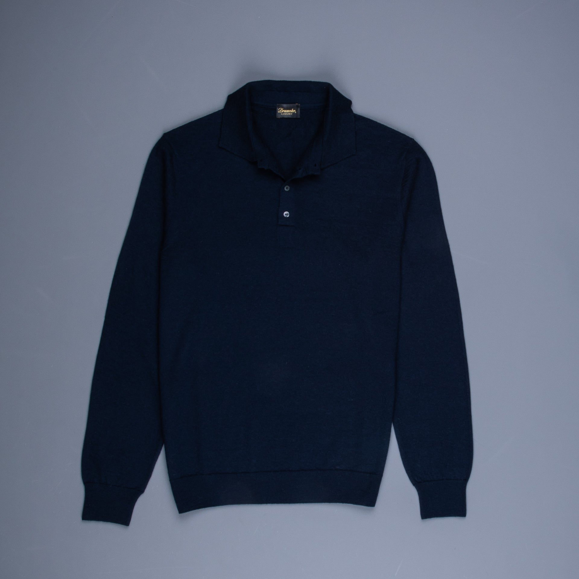 Drumohr Luxury 30G Cashmere Polo Blu Notte